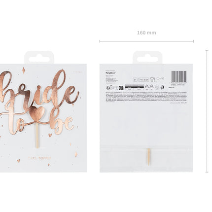 Różowo-złoty topper na tort Bride To Be 17,5 cm