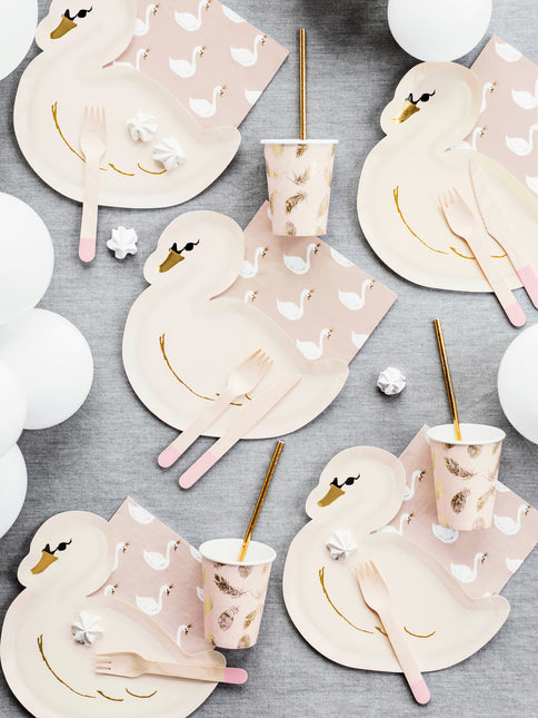 Sztućce drewniane jasnoróżowe 16cm 18 szt.