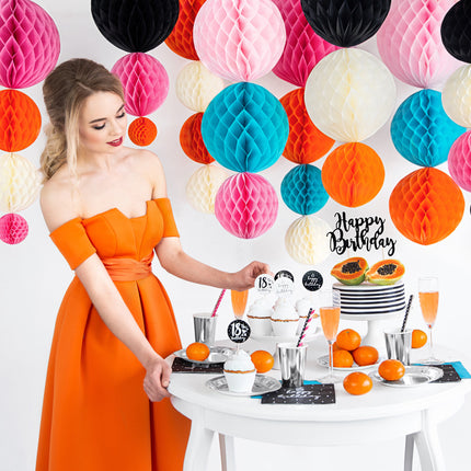 Topper na tort Happy Birthday czarny 22,5 cm