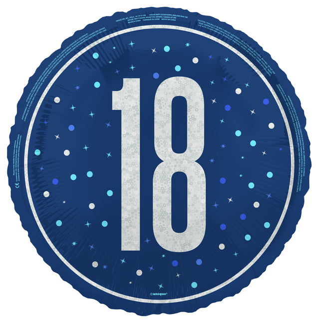 18 lat Balon helowy niebieski pusty 45 cm