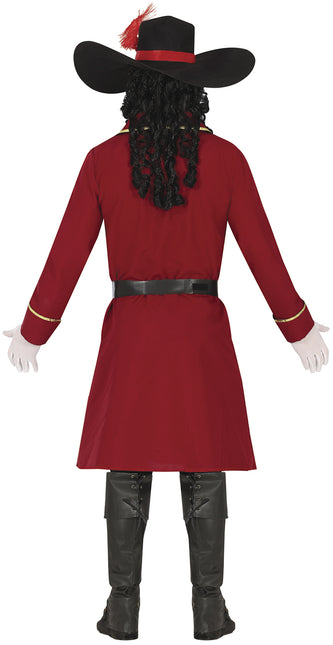 Kostium pirata Bordeaux Red Męski Długi