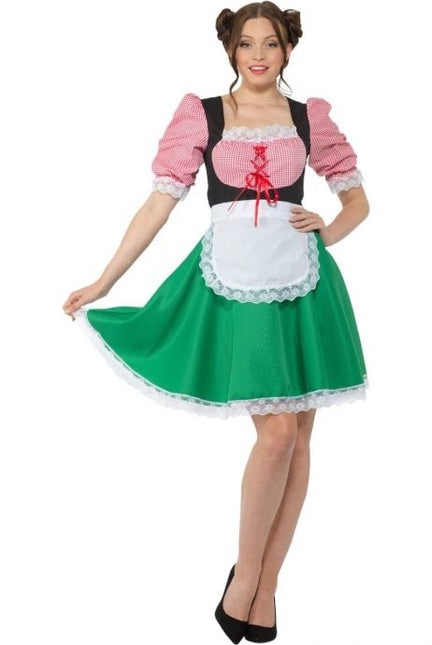Dirndl Dress Oktoberfest Czerwony Zielony