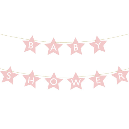 Różowa girlanda Baby Shower Stars 2,9 m