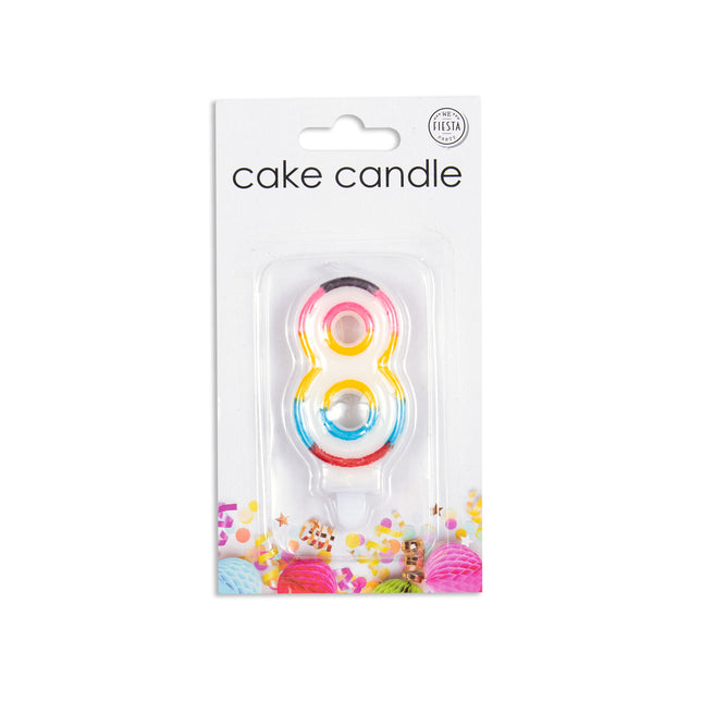 Świeczka 8 lat kolorowa 7cm