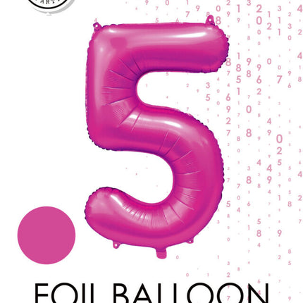 Balon z numerem fuksja 5 lat, połysk 86 cm