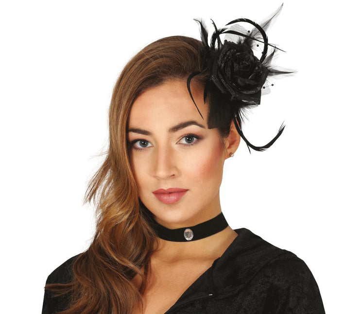 Spinka do włosów na Halloween Czarny Kwiat