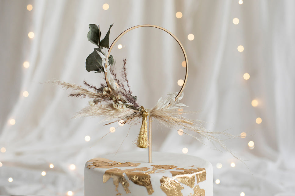 Topper na tort Pierścień drewniany 24,5 cm
