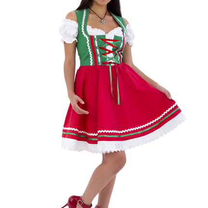 Oktoberfest Dirndl Dress Oktoberfest Red Green Ladies 2 Pieces