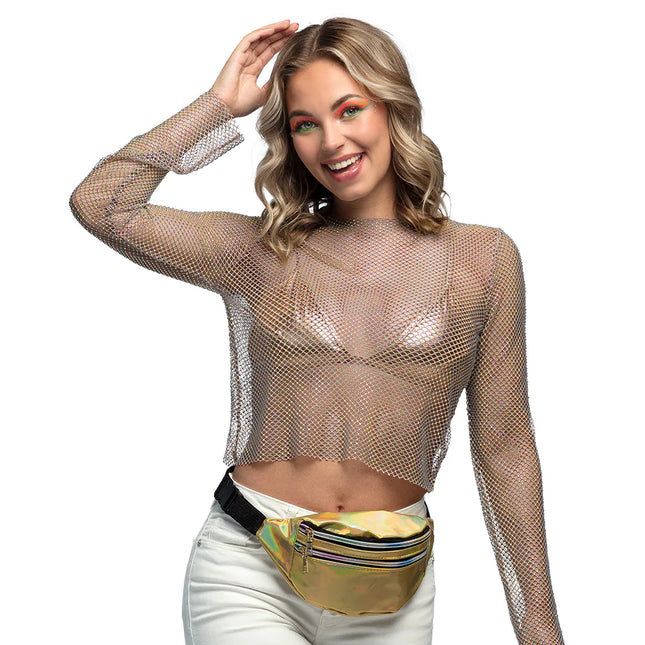 Złota torba biodrowa Holographic