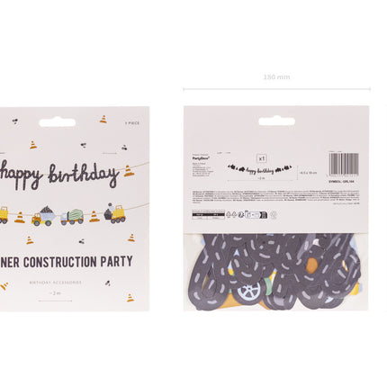 Happy Birthday Letter Garland Pojazdy budowlane 2m