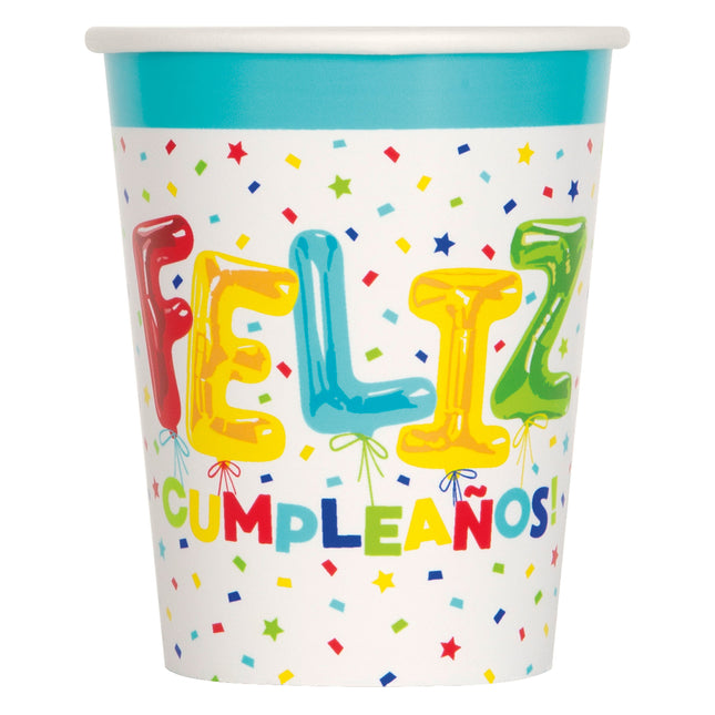 Kubki Feliz Cumpleanos 266ml 8szt