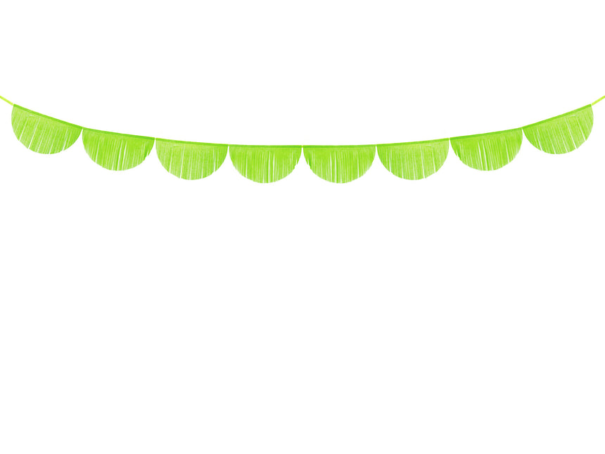 Limonkowe girlandy z krepy z frędzlami okrągłe XL 3m