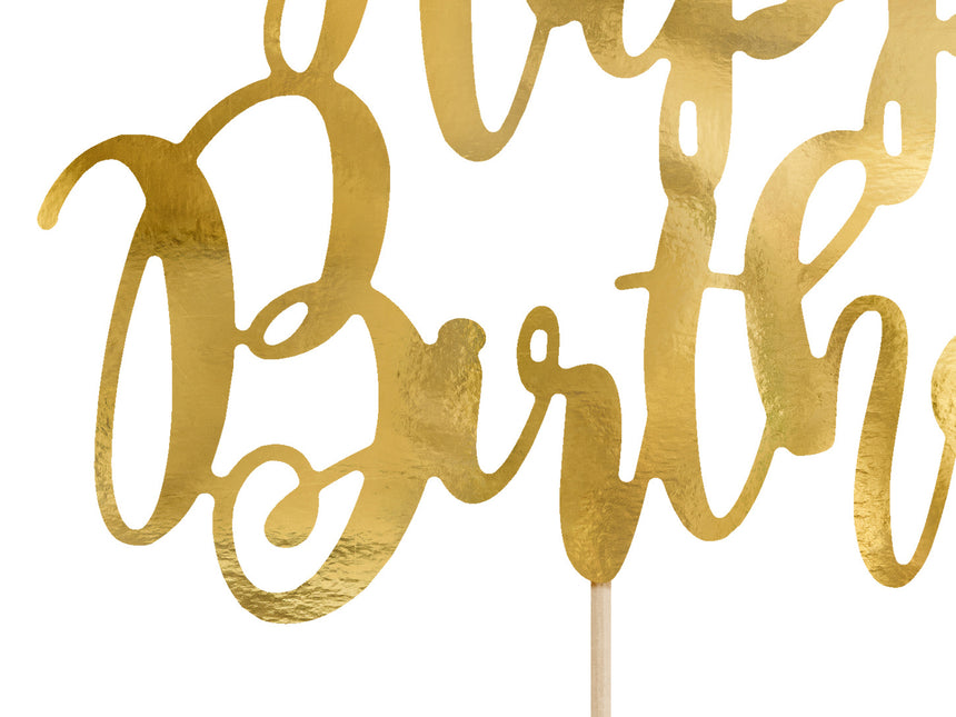 Topper na tort Happy Birthday Gold 22,5cm