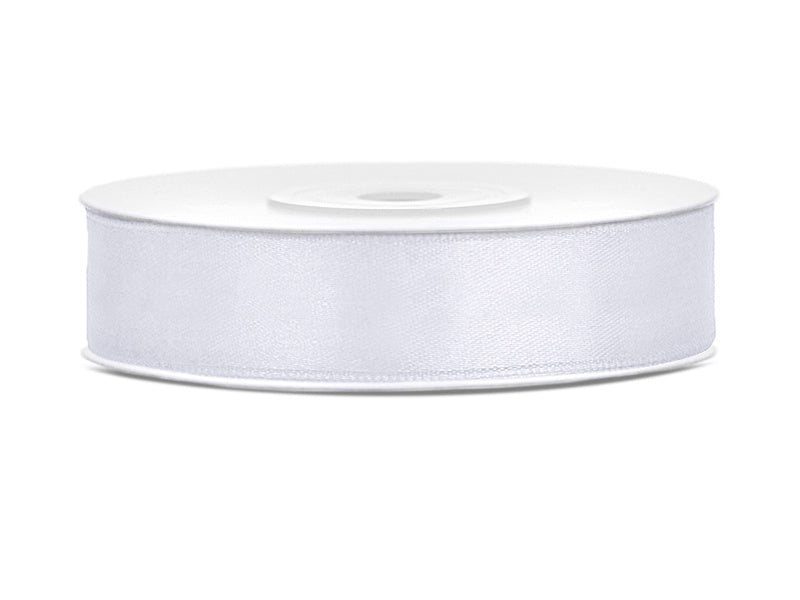 Wstążka satynowa biała 12 mm 25 m