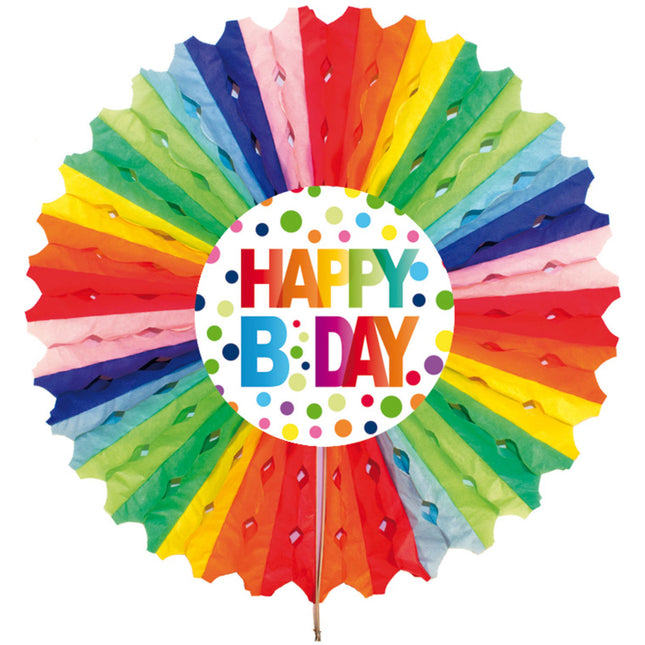Wachlarz urodzinowy Happy Birthday Dots 30cm