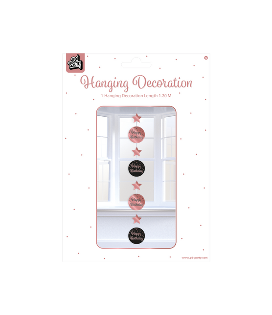 Dekoracja wisząca Happy Birthday Różowy Czarny 20,5cm