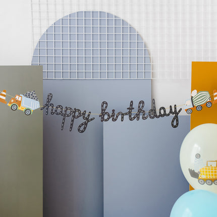 Happy Birthday Letter Garland Pojazdy budowlane 2m