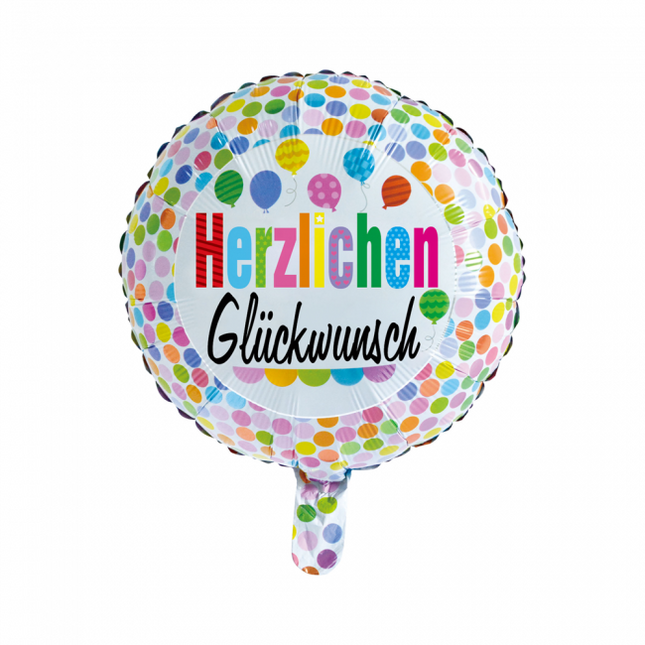 Balon helowy Herzlichen Glückwunsch Confetti 45cm pusty