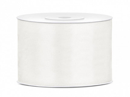 Wstążka satynowa biała pastelowa 50 mm 25 m