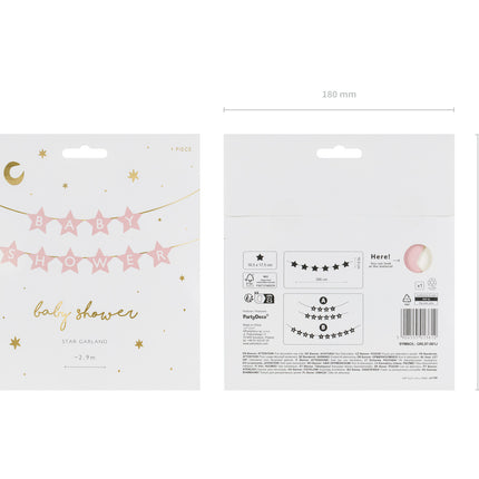 Różowa girlanda Baby Shower Stars 2,9 m