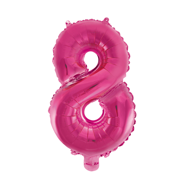 Folie Ballon Cijfer 8 Fuchsia XL 86cm leeg van WeFiesta koop je bij Partywinkel