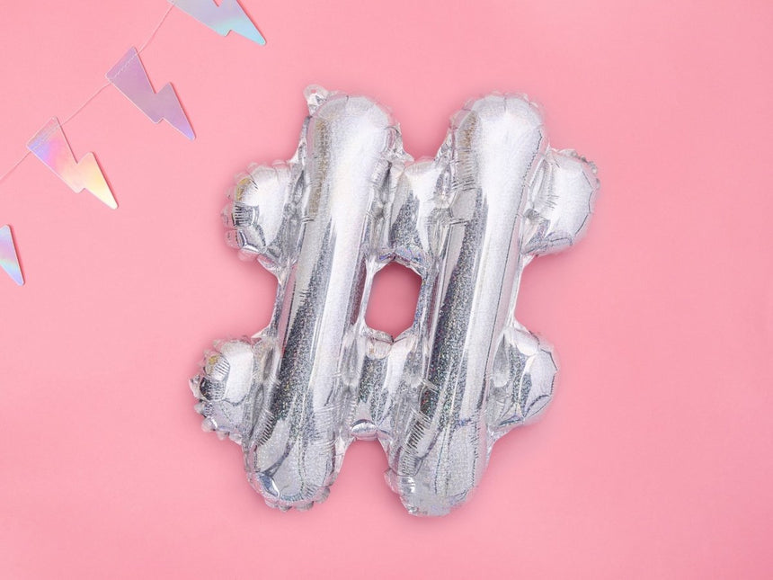 Folie Ballon Hashtag  Holografisch 35cm van Partydeco koop je bij Partywinkel