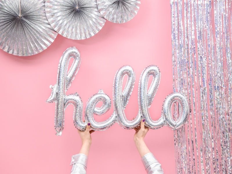 Folie Ballon Hello Holografisch 72cm van Partydeco koop je bij Partywinkel