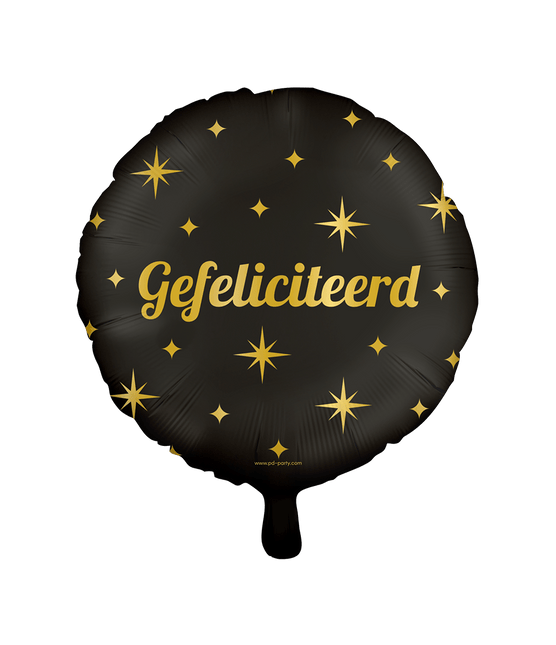 Gefeliciteerd Helium Ballon Goud Zwart Leeg 46cm van Paper Dreams koop je bij Partywinkel