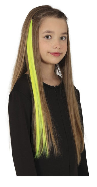 Gele Hair Extension 50cm 3st van Fiestas Guirca koop je bij Partywinkel