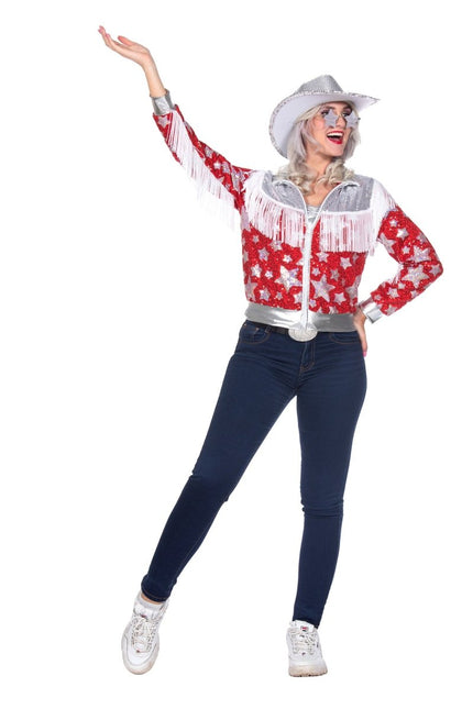 Ster Jas Rood Dames Glamorous Pailletten van Wilbers & Wilbers koop je bij Partywinkel