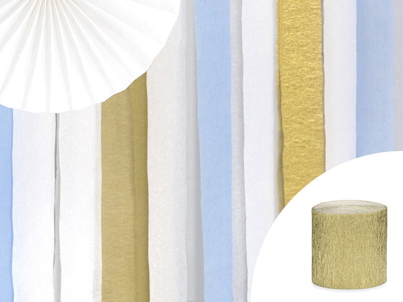 Gouden Slingers Crepe Rol 5cm 10m 4st van Partydeco koop je bij Partywinkel