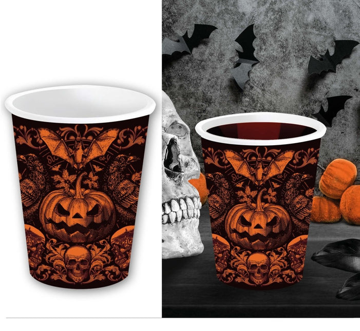 Halloween Bekers Gotische Pompoen 240ml 6st van Fiestas Guirca koop je bij Partywinkel
