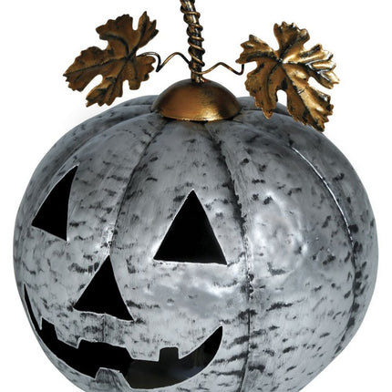 Halloween Decoratie Zilver Pompoen Met Licht 16cm van Fiestas Guirca koop je bij Partywinkel