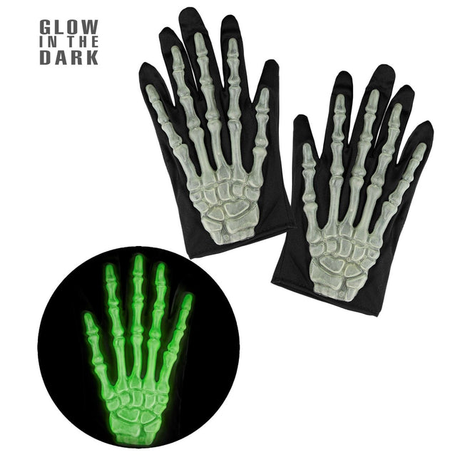 Halloween Handschoenen Skelet Glow In The Dark Kort van Widmann koop je bij Partywinkel