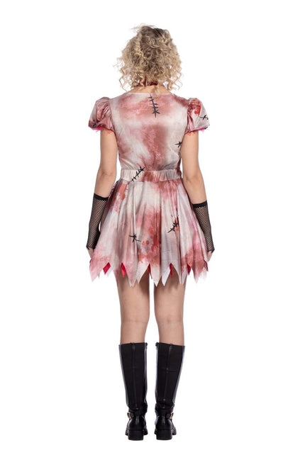 Halloween Jurk Dames Kort Met Bloed 2 delig van Wilbers & Wilbers koop je bij Partywinkel