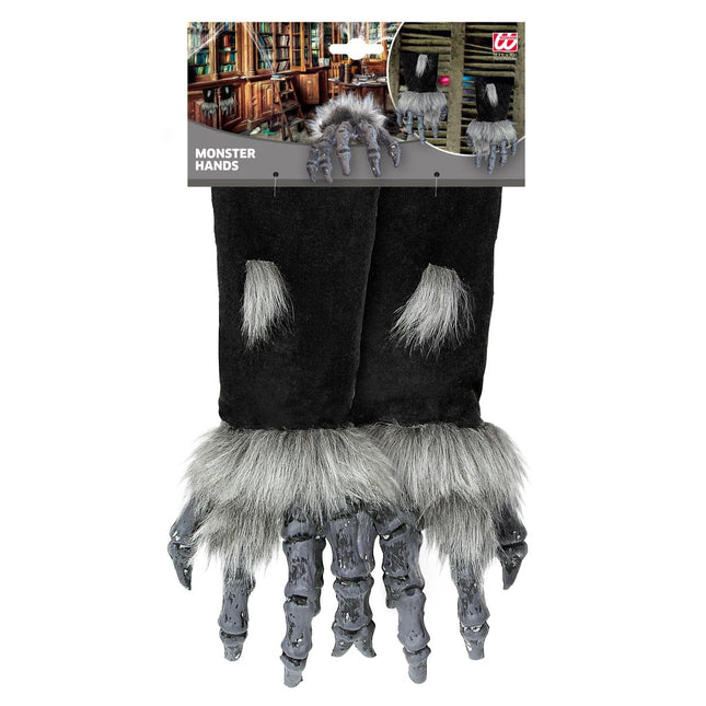 Halloween Nep Hand Monster Met Vacht van Widmann koop je bij Partywinkel