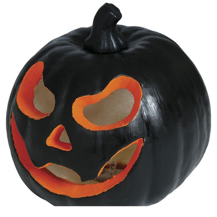 Halloween Tafeldecoratie Zwart Pompoen Met Licht 16cm van Fiestas Guirca koop je bij Partywinkel