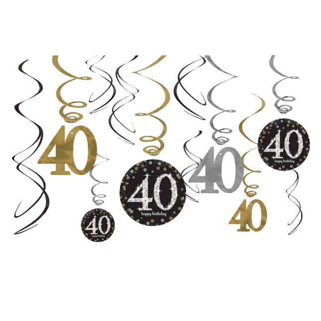 Hangdecoratie 40 Jaar Happy Birthday 61cm 12st van Riethmueller koop je bij Partywinkel