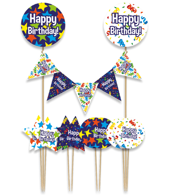 Happy Birthday Taarttopper 30cm van Paper Dreams koop je bij Partywinkel