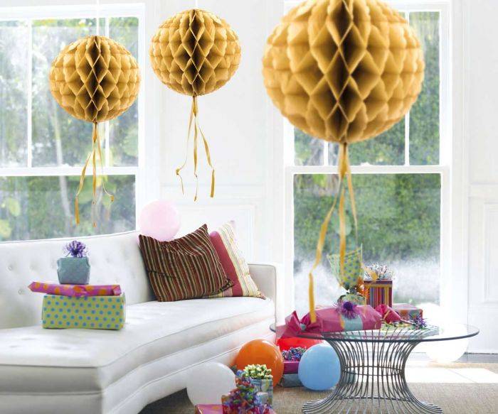 Honeycomb Bal Goud 30cm van Folat koop je bij Partywinkel
