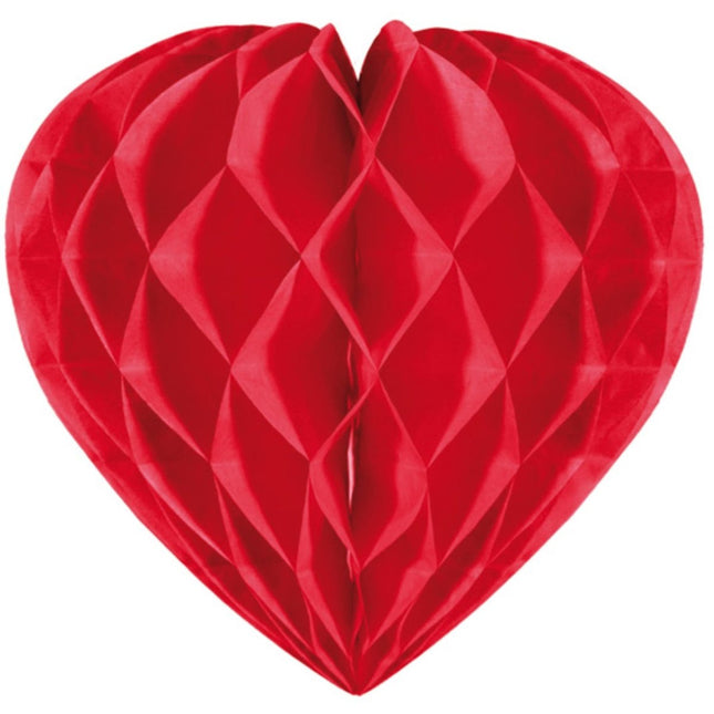 Honeycomb Rood Hart 30cm van Folat koop je bij Partywinkel