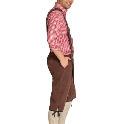 Lederhose Johann met Verstelbare Bretels Donkerbruin Lang van Partychimp koop je bij Partywinkel