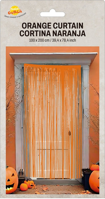 Oranje Deurgordijn Folie 2m van Fiestas Guirca koop je bij Partywinkel