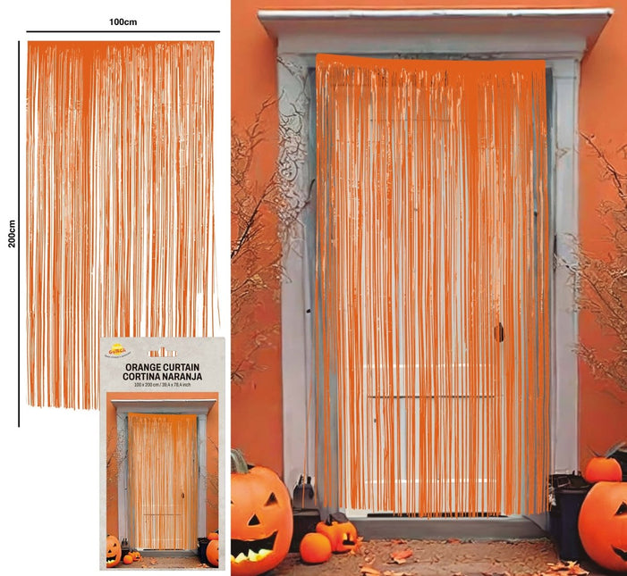 Oranje Deurgordijn Folie 2m van Fiestas Guirca koop je bij Partywinkel
