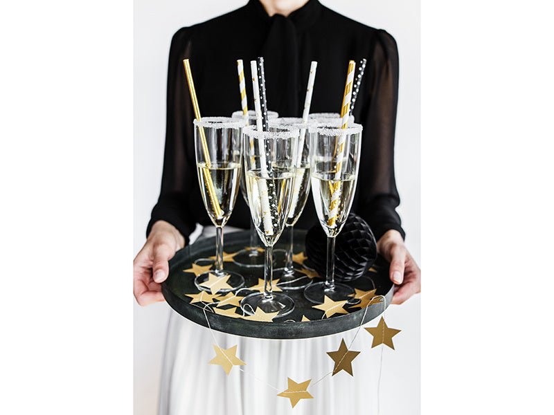 Papieren Rietjes Zwart Stippen 19,5cm 10st van Partydeco koop je bij Partywinkel