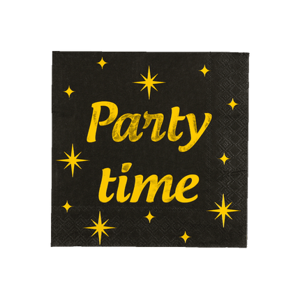Party Servetten Zwart Goud 19cm 16st van Paper Dreams koop je bij Partywinkel