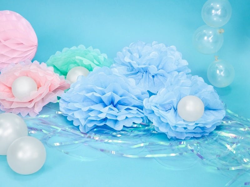 Pompon Lichtblauw 25cm van Partydeco koop je bij Partywinkel