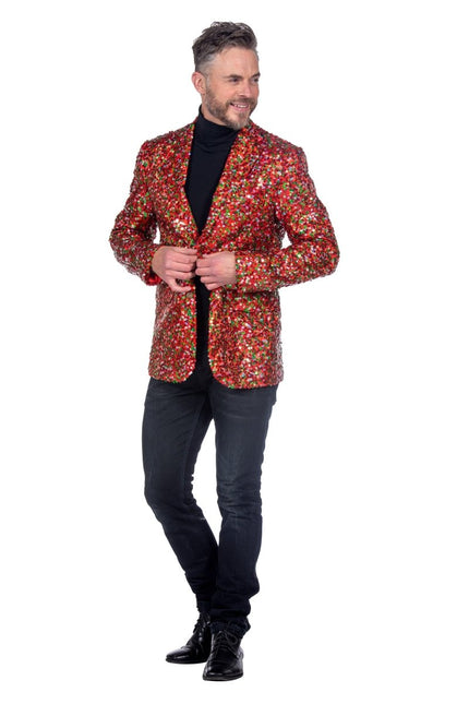 Rood Groene Blazer Heren Pailletten van Wilbers & Wilbers koop je bij Partywinkel
