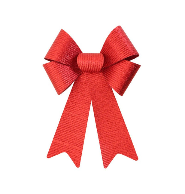 Czerwona kokarda w brokatowe paski 38 cm