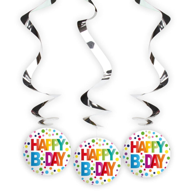 Verjaardag Hangdecoratie Happy Birthday Stippen 3st van Folat koop je bij Partywinkel